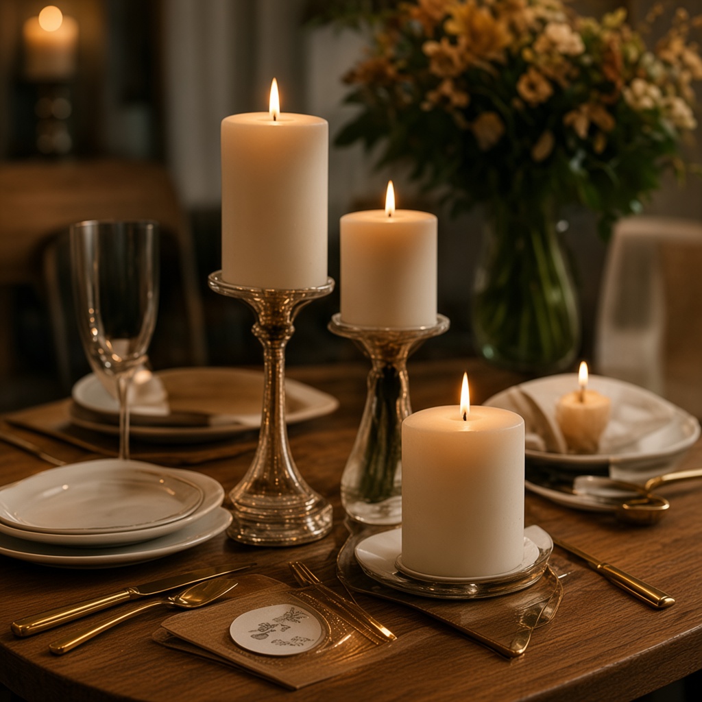 Candles set for a celebration table